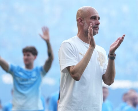 Pep Guardiola fights back tears and says goodbye as Man City fans implore him to stay 10 more years
