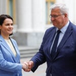 Belarus opposition leader visits Ukraine as Kyiv warns of escalation