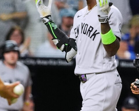 Yankees get 2 hits from every starter for the first time in franchise history in 15-1 rout of Royals