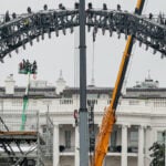 Construction of cage-fighting arena transforms White House grounds