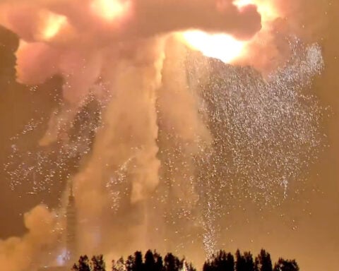 Blue Origin rocket explodes on the launch pad during an engine-firing test