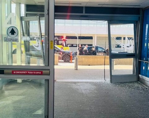 Driver detained after vehicle crashes into Detroit airport terminal