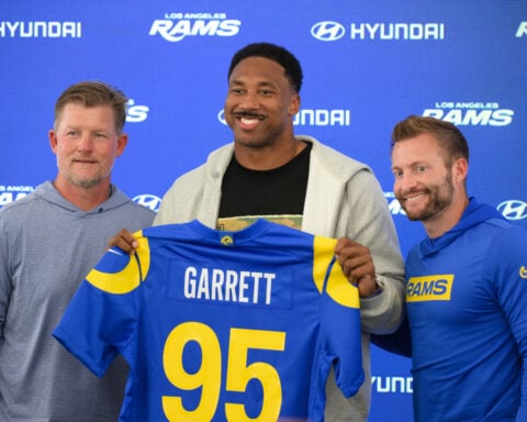 Sean McVay doesn't shoot down speculation on Aaron Donald returning to Rams alongside Myles Garrett