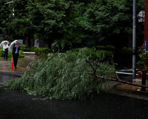Tropical storm Jangmi batters Japan, cuts power to 60,000 homes