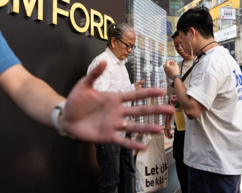 A Hong Kong artist tries to mark the Tiananmen crackdown. He was quickly stopped by police