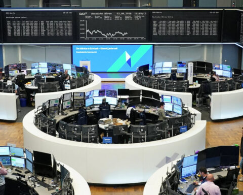 European shares rise as oil slips, investors watch Middle East