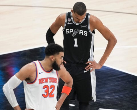 Wembanyama scores 26 but struggles from field in NBA Finals debut as Spurs fall to Knicks in Game 1