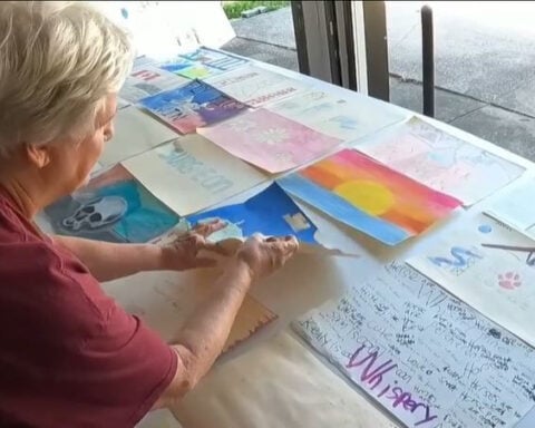 Ohio County stitches together kids' dreams for massive America 250 postcard display