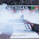 Denny Hamlin dedicates NASCAR victory at Michigan to Kyle Busch after tying him on career win list