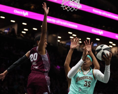 Connecticut retires Jonquel Jones’ No. 35 jersey in pregame ceremony; she misses game with illness