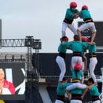 Catalonia's famed human tower climbers greet Pope Leo in Barcelona