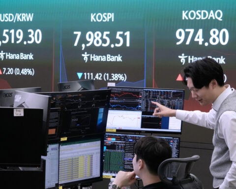 Asian shares fall after a tech sell-off on Wall Street, while oil prices stabilize
