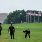 Someone is marking a huge '8647' into the grounds of the National Mall in DC