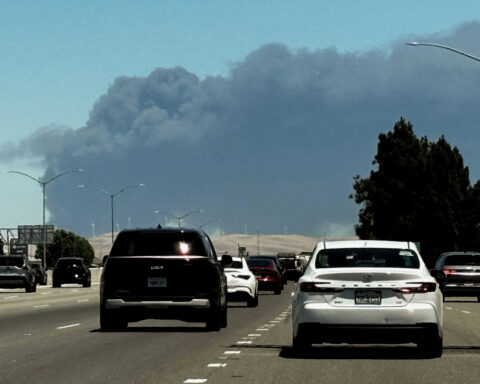 Unhealthy air quality in California city as huge warehouse fire burns for 3rd day