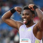 Noah Lyles runs a world-best 14.67 seconds to win the 150 meters at Golden Spike meet