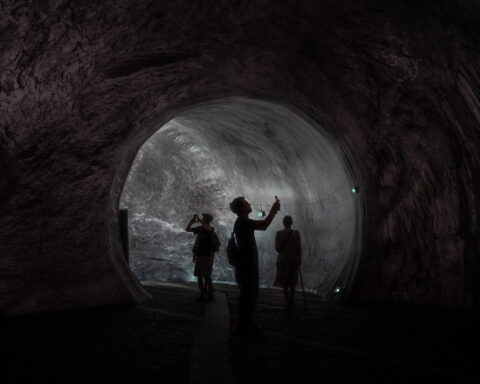Monumental cave art on Paris' oldest bridge finally opens, as the public steps and sniffs inside