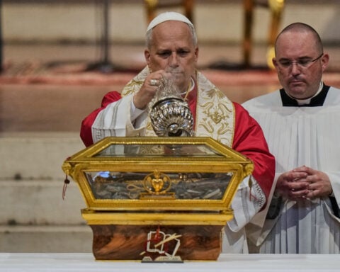 Pope Leo XIV urges Italians to rediscover their faith during prayer before remains of St Augustine