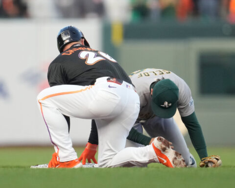 Athletics' Zack Gelof loses hit streak at 24 games after getting spiked on his right hand