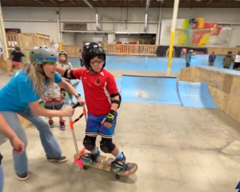 Blind and visually impaired Vermont kids step outside of their comfort zones learning to skateboard