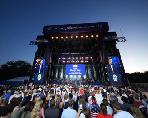 The Latest: Crowd gathers on the National Mall to hear Trump rally for America 250 kickoff