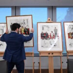 Norman Rockwell people-watched in the West Wing lobby. Now those sketches are on public display