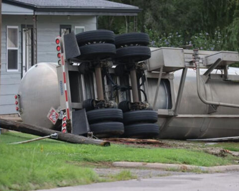 Tanker transporting ethanol overturns, forcing evacuations