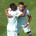 France forward Ousmane Dembélé scores a first-half World Cup hat trick against Norway