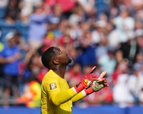 France forward Ousmane Dembélé scores a first-half World Cup hat trick in 4-1 win over Norway