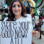 Influencer asking strangers to share their good news with the world