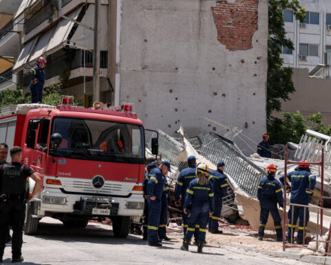 Apartment block collapses in Athens, rescuers search for trapped