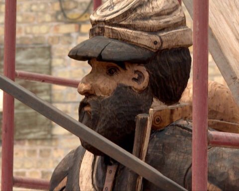 Woodcarver creates patriotic tribute inside tree with Civil War ties
