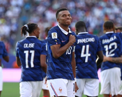 France forward Kylian Mbappé scores his 17th and 18th World Cup goals, one back of Lionel Messi