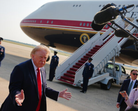 Retrofitted Qatari jet takes flight as Air Force One for Trump's trip to North Dakota