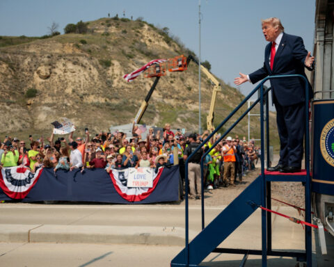 Trump honors Theodore Roosevelt in North Dakota, debuts new Air Force One