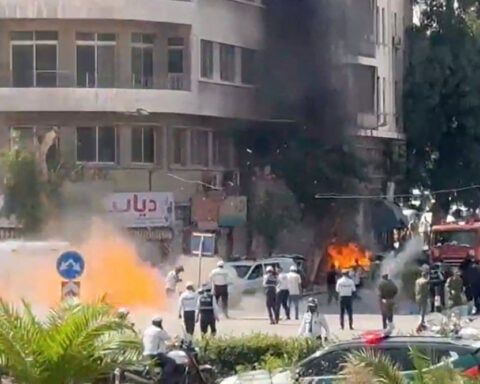 Explosion near Macron’s Damascus hotel as French president meets Syrian counterpart