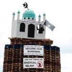 Replica of mosque on bonfire in Northern Ireland condemned as 'sickening'