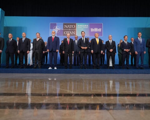NATO leaders came to Turkey to discuss security. Erdogan gave them each an engraved revolver