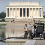 Crews are draining the Lincoln Memorial Reflecting Pool again as part of Trump's troubled revamp