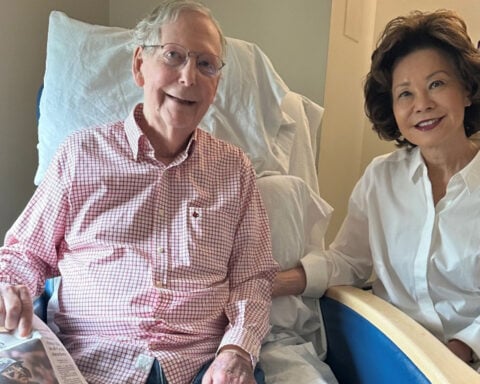 McConnell says after weeks of speculation that hospitalization was due to a fall