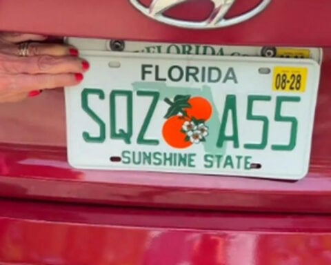 Squeeze what?! A South Florida woman is the talk of her town with a racy license plate she got in the mail