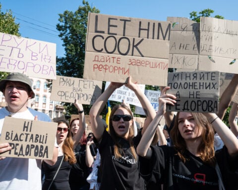 Protesters rally in Kyiv as Zelenskyy moves to oust Ukraine's defense minister