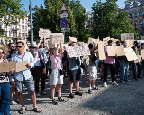 Protesters rally in Kyiv as Zelenskyy moves to oust Ukraine's defense minister