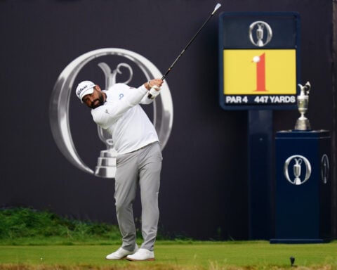 British Open: Baldwin hits 'terrifying' opening shot after missing World Cup semi due to early start