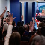 ‘Let’s get back to work’: Karoline Leavitt returns to the briefing room podium for the first time since maternity leave