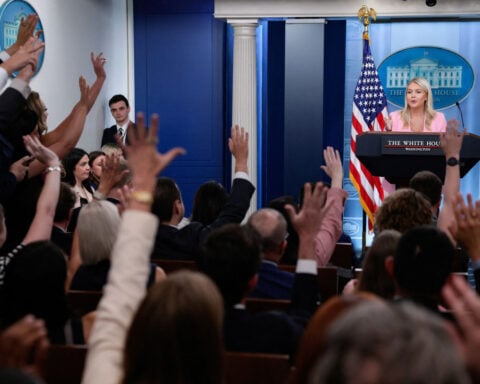 ‘Let’s get back to work’: Karoline Leavitt returns to the briefing room podium for the first time since maternity leave