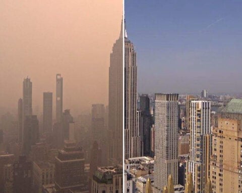 Before and after images: Wildfire smoke casts skylines in dystopian haze