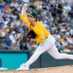 Athletics pitcher J.T. Ginn working on no-hitter through 6 innings against Nationals