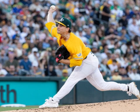 Athletics pitcher J.T. Ginn loses no-hit bid in 7th inning against Nationals