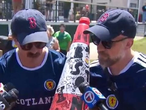 Viral Boston-Scotland traffic cone arrives at World Cup watch party