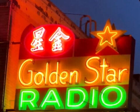 Golden Star Radio sign relit in San Francisco at site of historic Chinese-language radio program